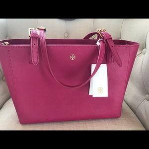 Tory Burch York Small Buckle Tote Raspberry